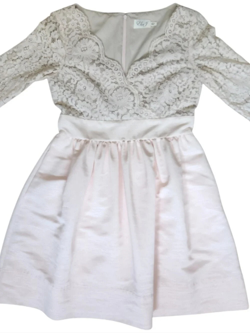 ELIZA J. Blush Pink Lace and Faille Fit & Flare Cocktail Dress - Size 10